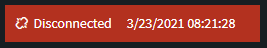 Screen capture of connection status zone. The system is disconnected and the background color has changed to red.