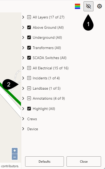 Illustrated screen capture showing the Hide/Display button activated and the panel displayed.