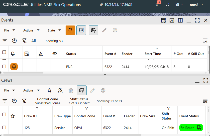 Screen capture of Flex Operations page showing the banner and tool panes..
