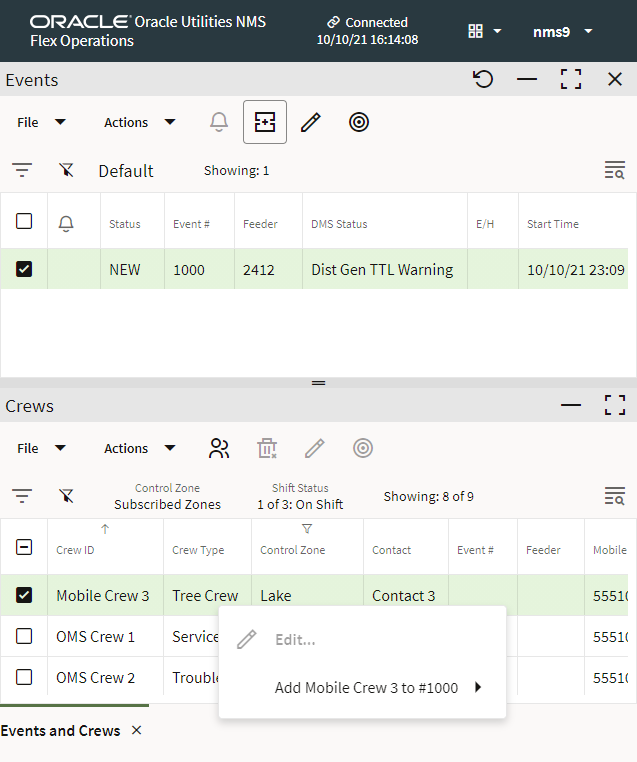 Screen capture showing a selected event and the right-click context menu options with Assign highlighted.