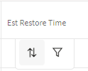 Double arrow symbol activated to become a Sort Ascending button.