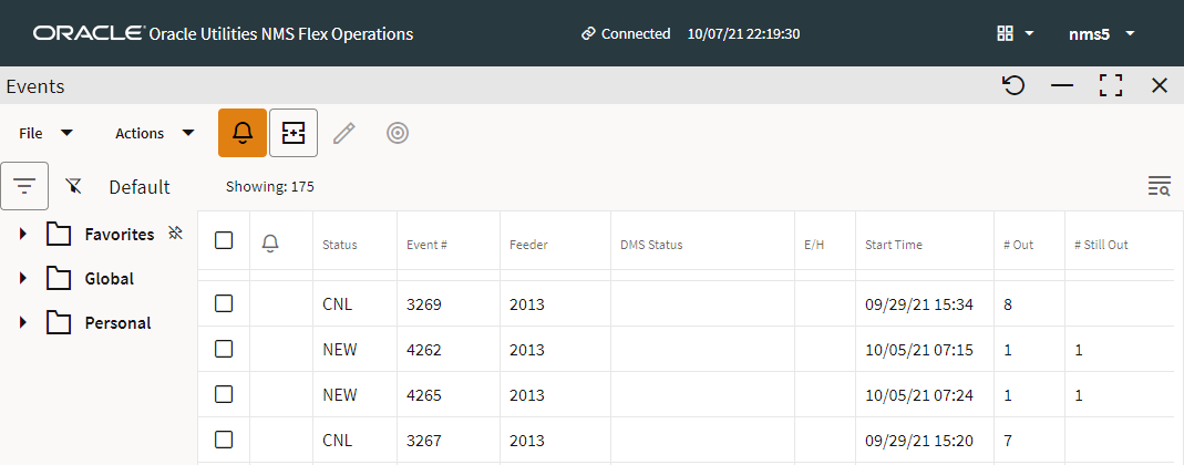 Flex Operations client filter panel display toggled on.