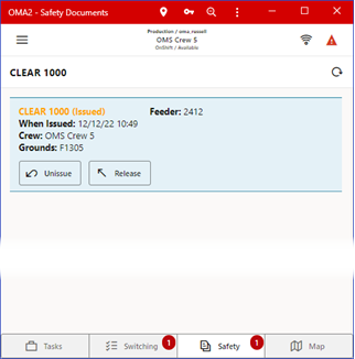 Screen capture of the Safety tab.