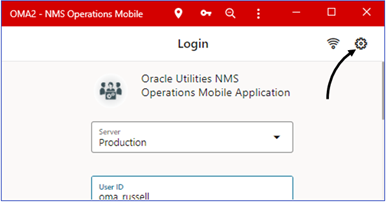 Screen capture illustrated with arrow pointing to gear icon that opens the settings page.