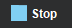 Screen capture of Stop button showing a blue filled square followed by the word ’Stop"