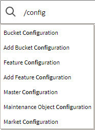 Image of the Search with the text "/config" and a dropdown of results matching that text