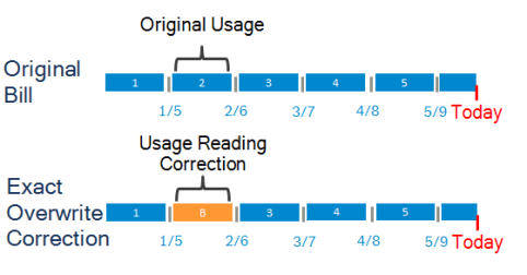 Image showing the original usage read and the usage read correction.
