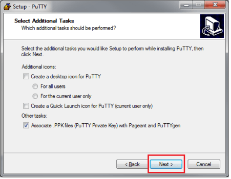 Image of Associate .PPK files (PuTTY Private Key) with Pageant and PuTTYgen option selected