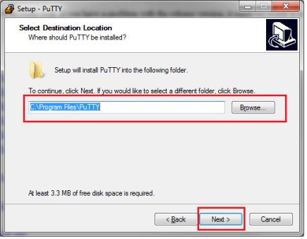 Image of highlighted install location