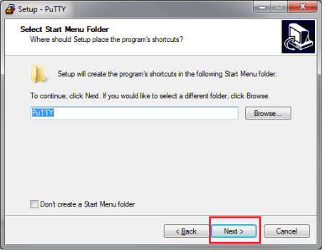 Image of setup folder location