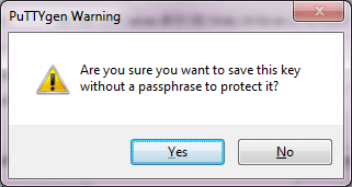 Image of PuTTYgen warning