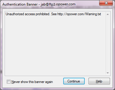 Image of Authentication Banner screen