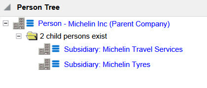 This customer hierarchy shows a parent company with two subsidiaries. Each subsidiary, in turn, could have their subsidiaries, and these subsidiaries can have their own subsidiaries.