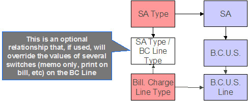 SA Type/BC Line Type is an optional relationship that override the values of several switches on the billable charge line.