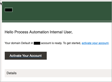 Process Automation Interal User email