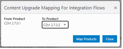 Shows the mapping option for upgrading integration flows.