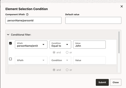 Shows the option to map to a specific occurrence of the list element. Shows the option to map to a specific occurrence of the list element.