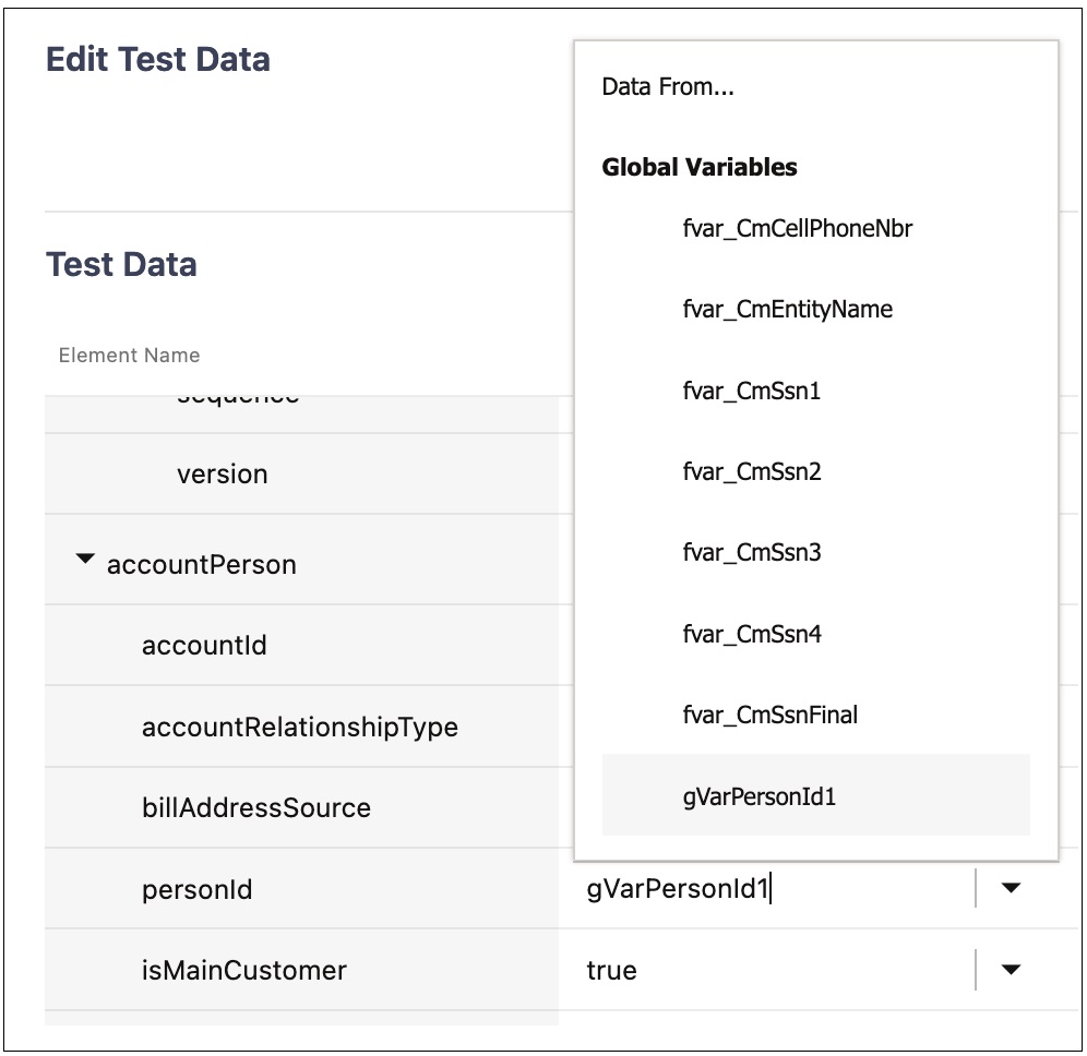 Select the personId variable. Select the personId variable.