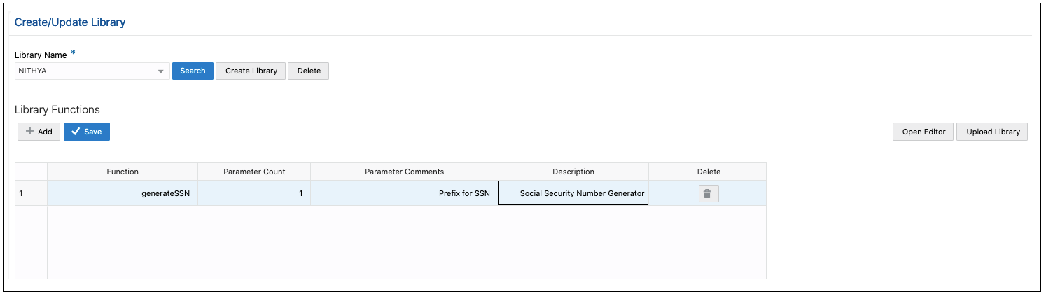 This figure shows the function definition in Oracle Utilities Testing Accelerator. This figure shows the function definition in Oracle Utilities Testing Accelerator.