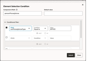 Shows adding a condition to the group/list element selected. Shows adding a condition to the group/list element selected.