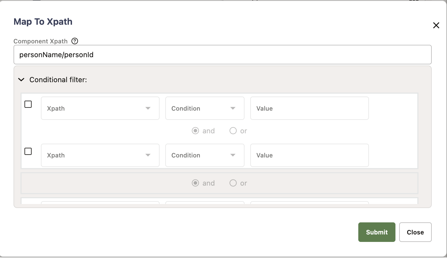 Shows the option to map to a specific occurrence of the list element.