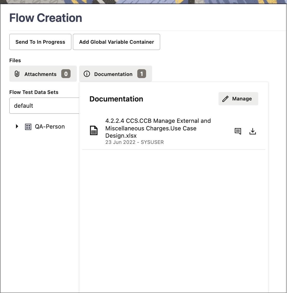 Shows how to download a document from a flow.