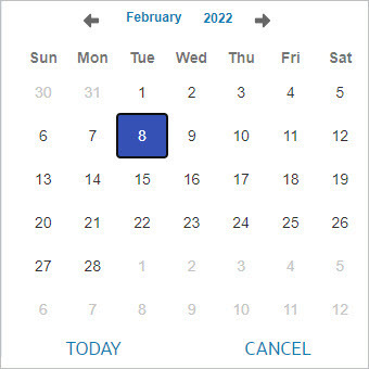Controle de Calendário de Data