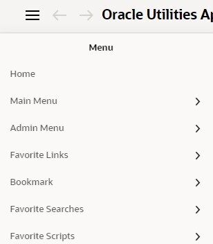 Menu expandido para incluir Links Favoritos, Marcadores, Pesquisas Favoritas e Scripts Favoritos.