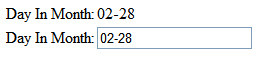 HTML renderizado para oraType="dayInMonth"