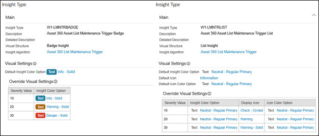 Example of Asset List Maintenance Trigger Insight Type