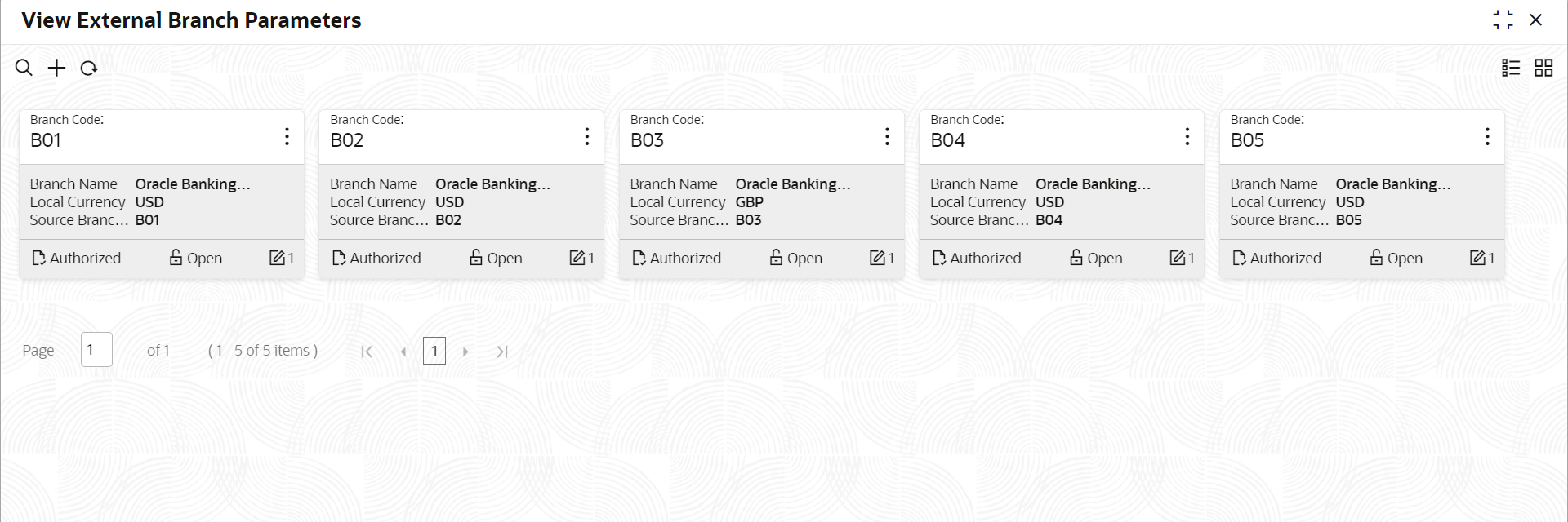 View External Branch Parameters