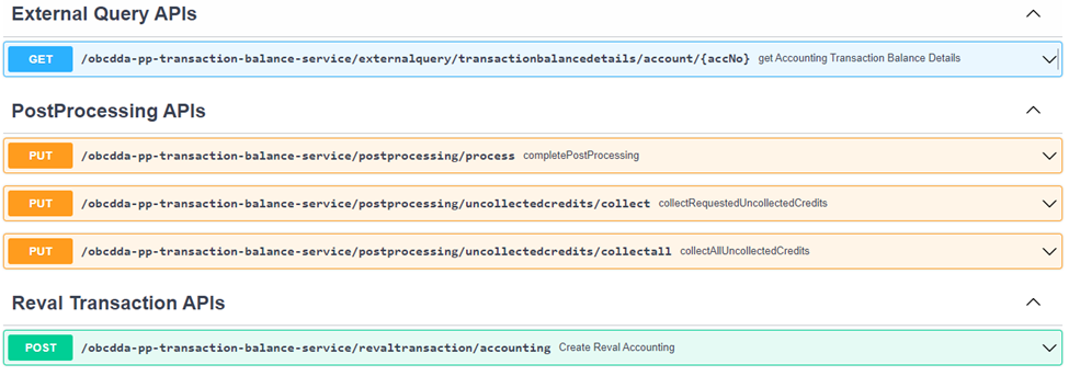 External Query, Post Processing and Reval Transaction APIs