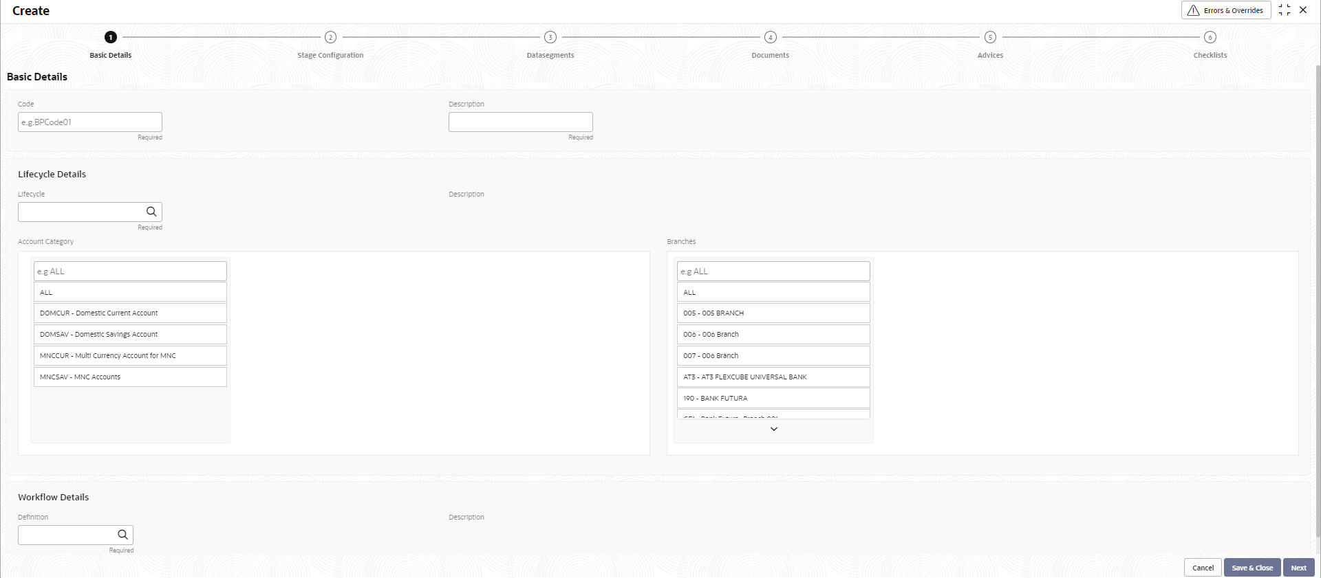 Create Business Process Basic Details