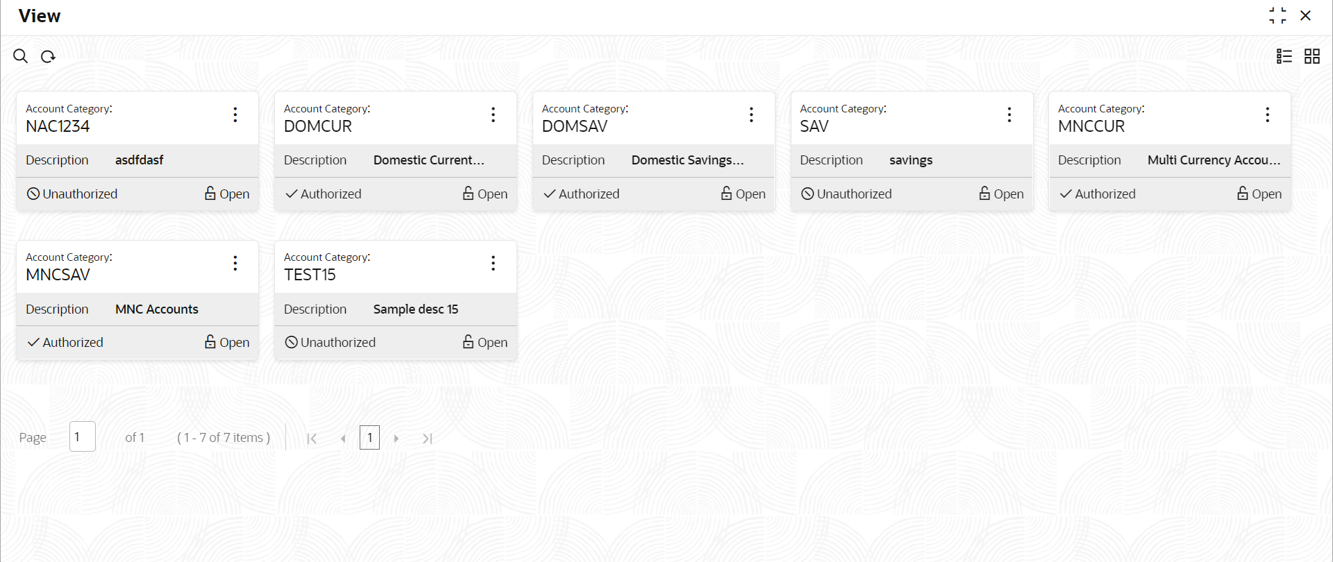 View Account Category