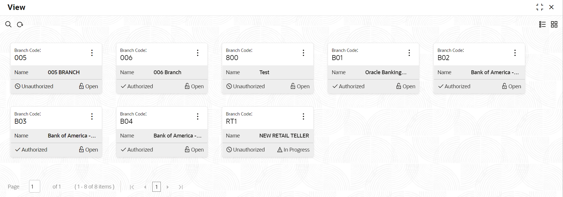 View Branch Parameters