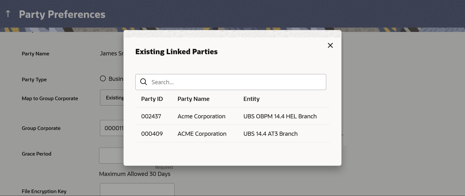 View Linked Parties