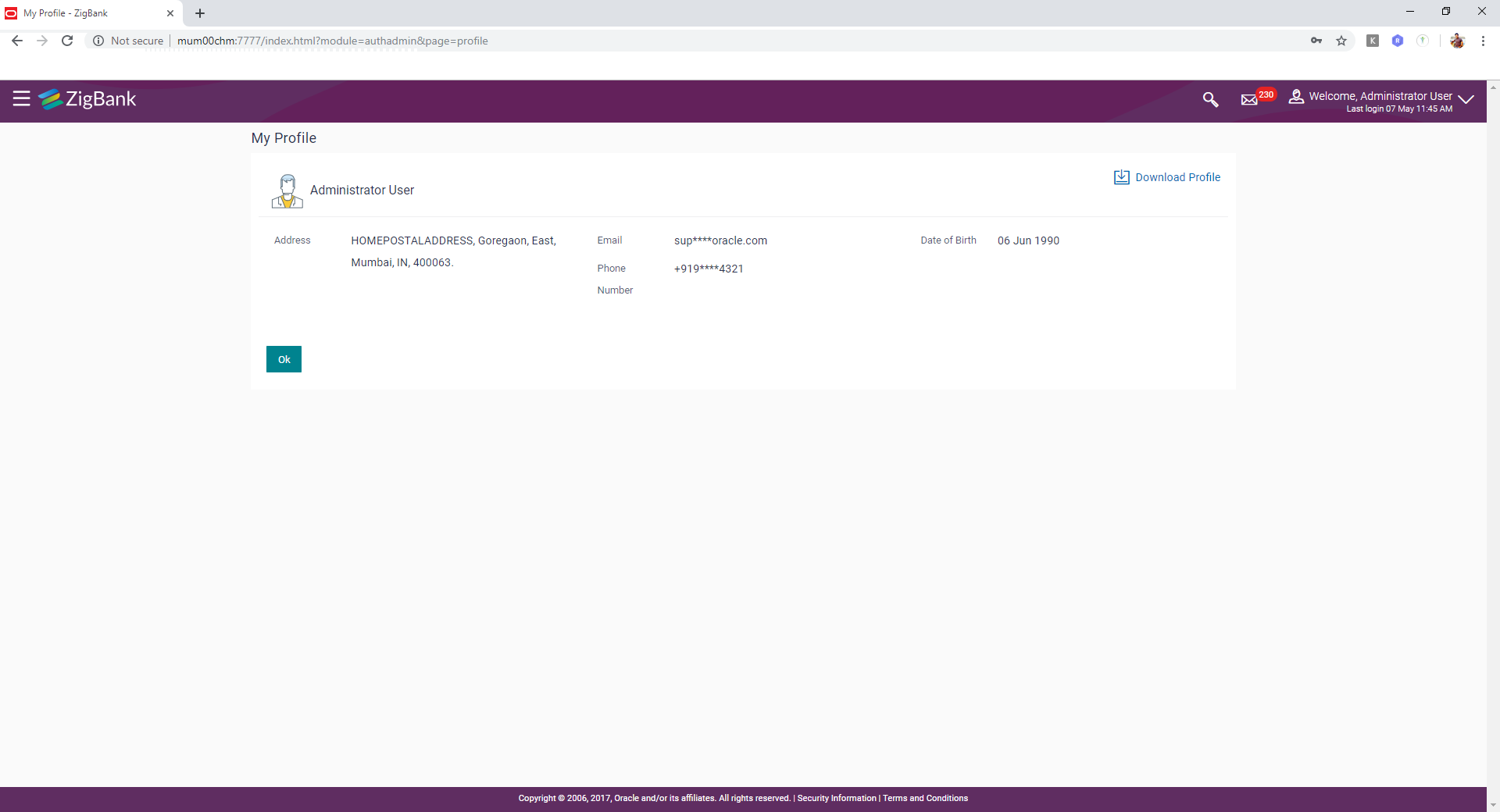 User exporting the PII data
