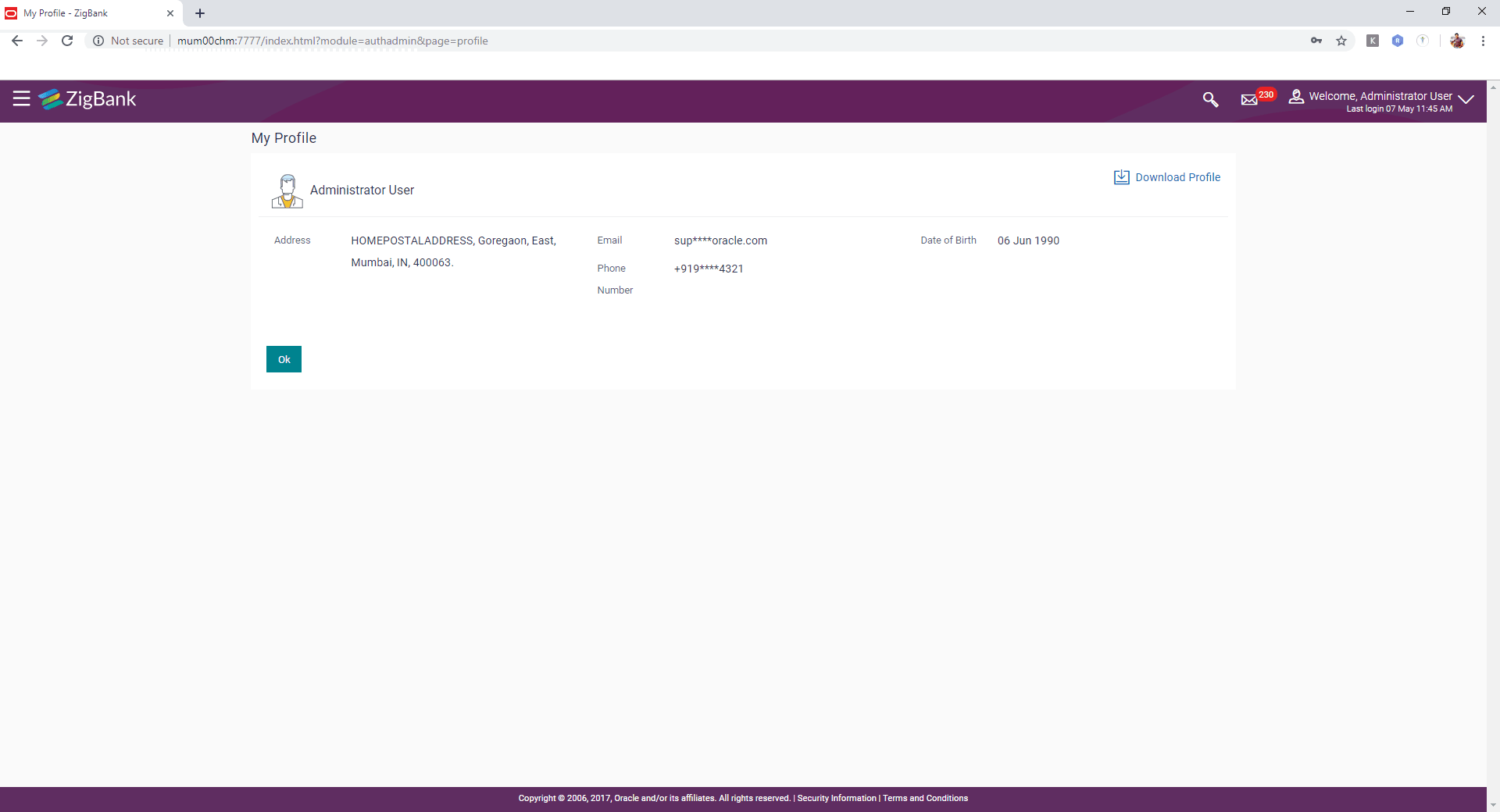 User exporting the PII data