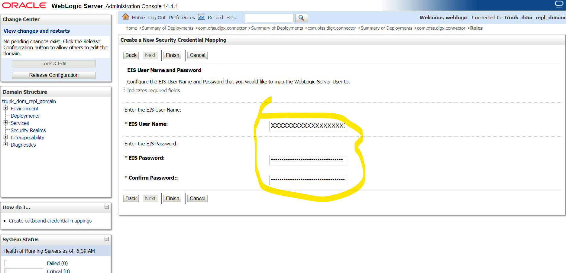 Configure EIS UIS Username / Password