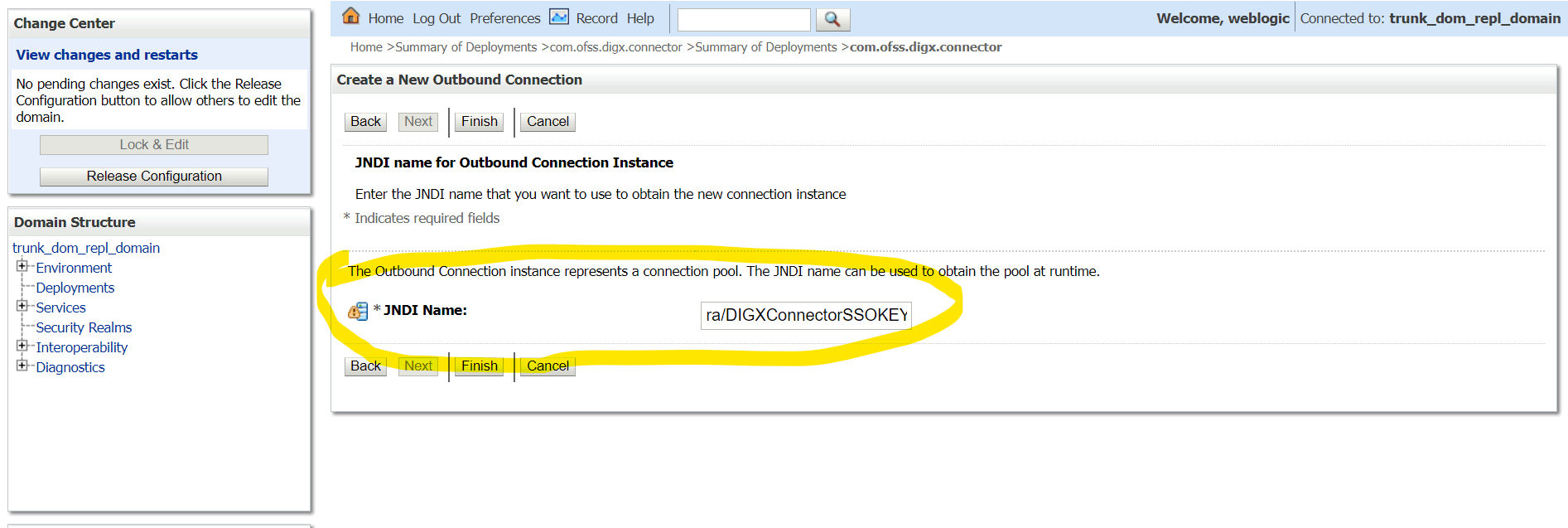 JNDI Configuration for Outbound Connection