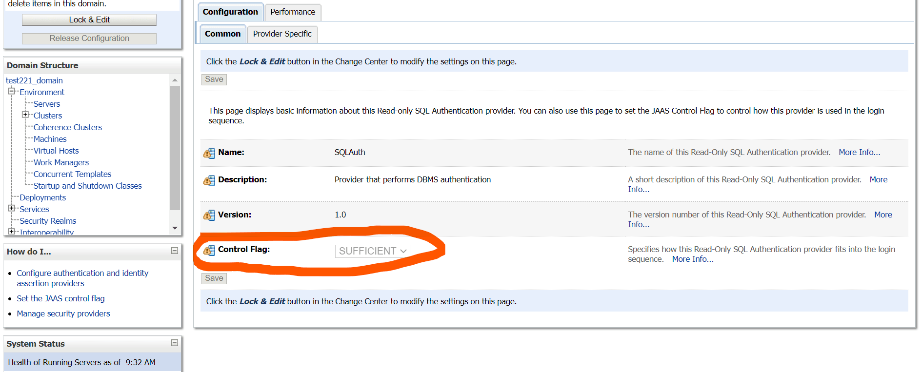 Settings for Read Only SQL Authentication Provider