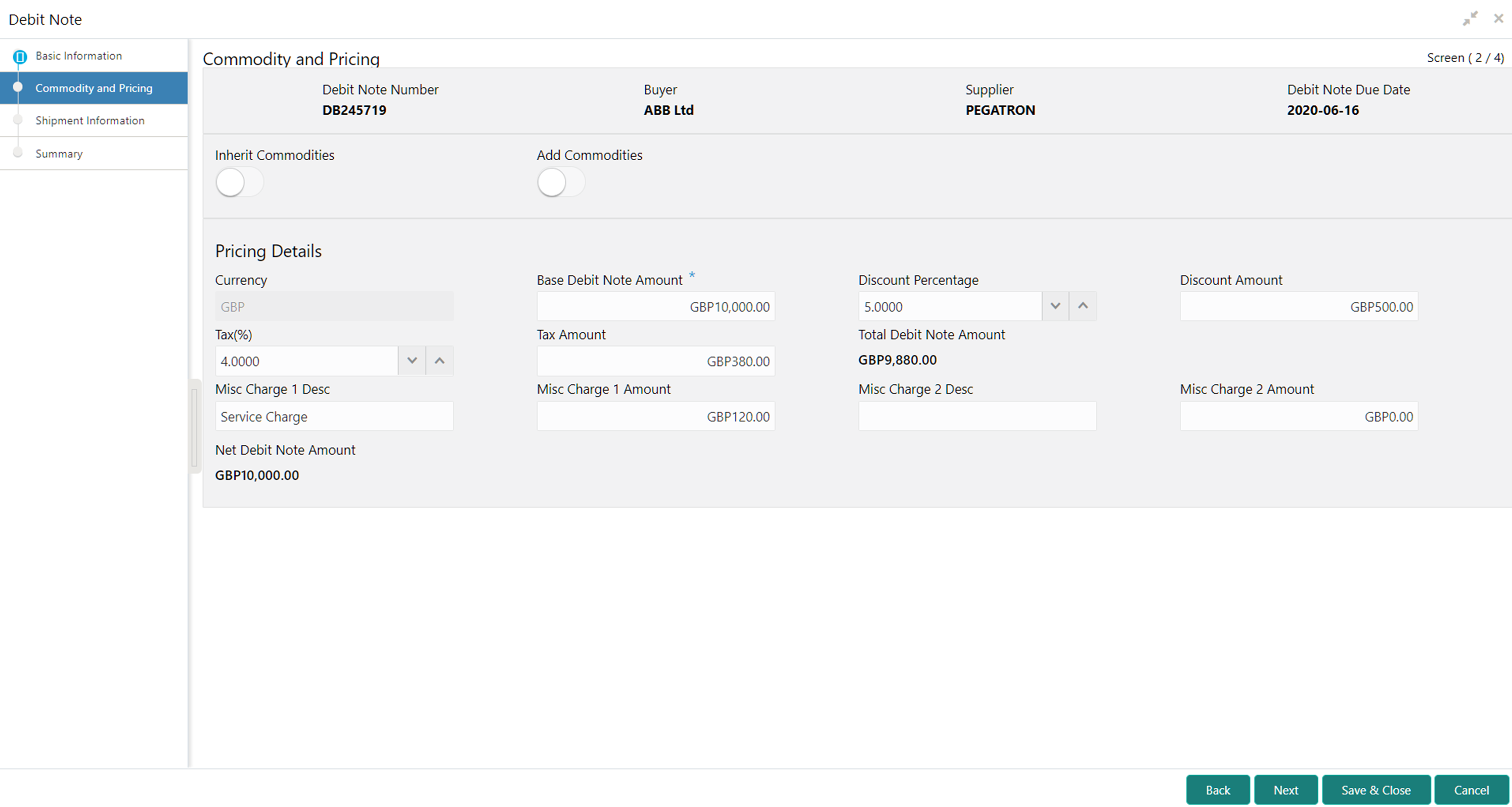 Create Debit Note