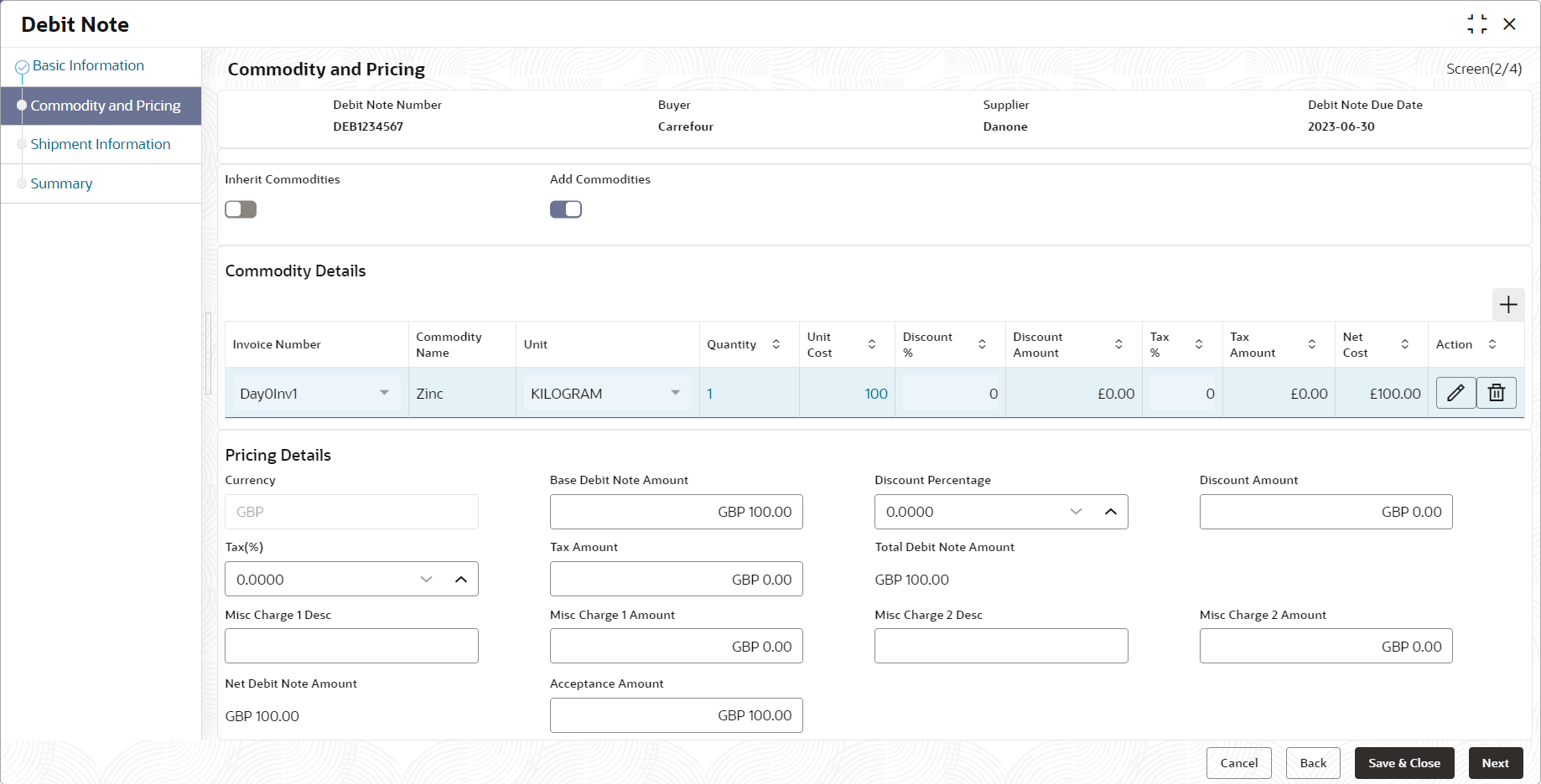 Create Debit Note