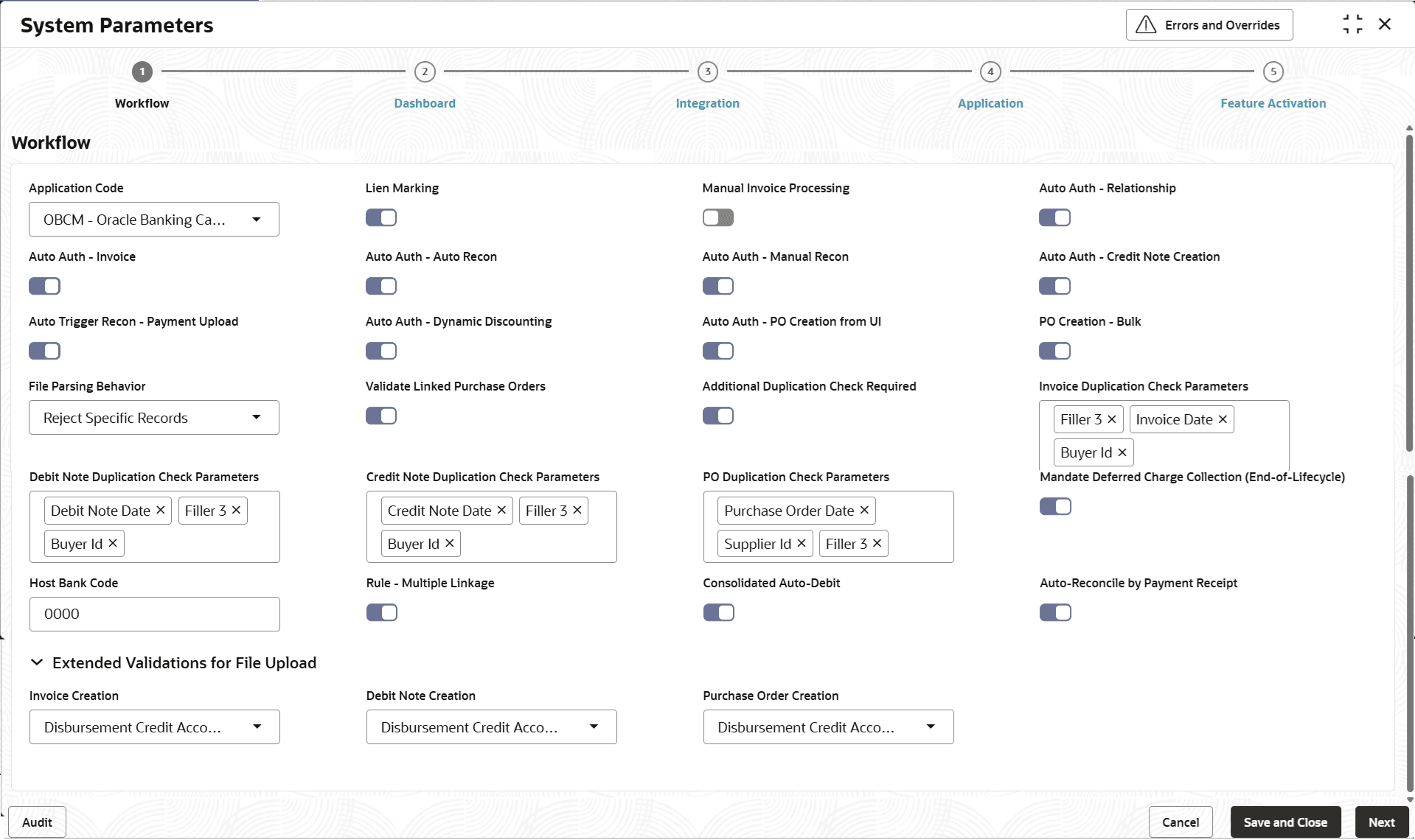 Description of system-parameters-workflow-parameters.png follows