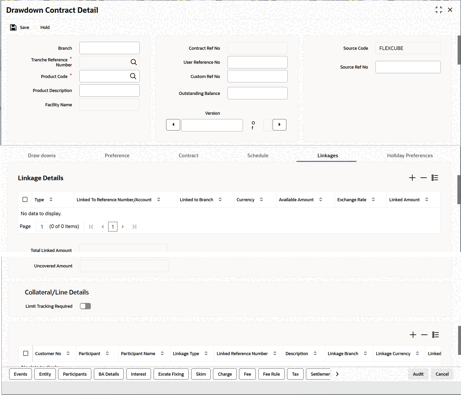 Viewing Linkage Details for the Drawdown