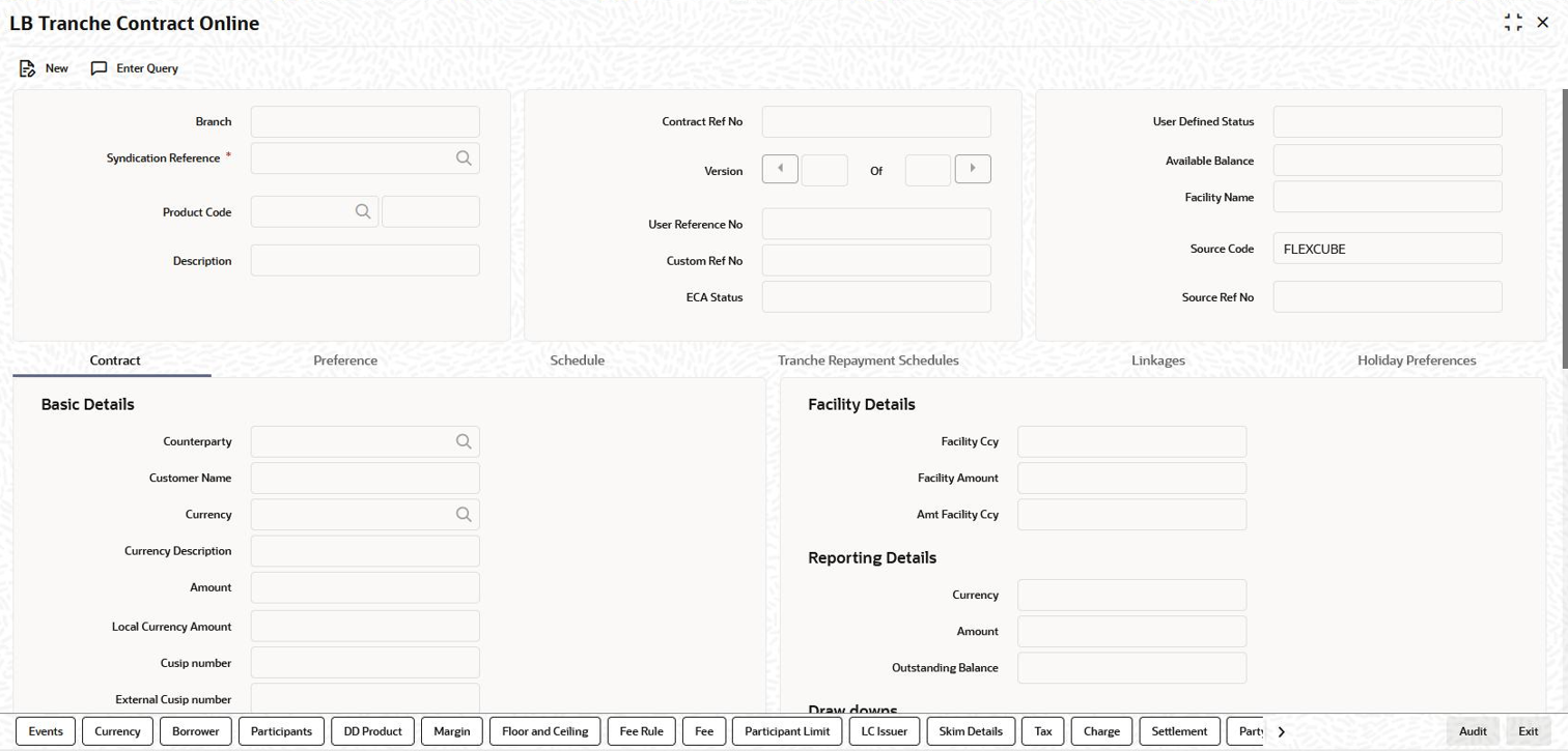 Capturing Details in the ‘Contract’ tab