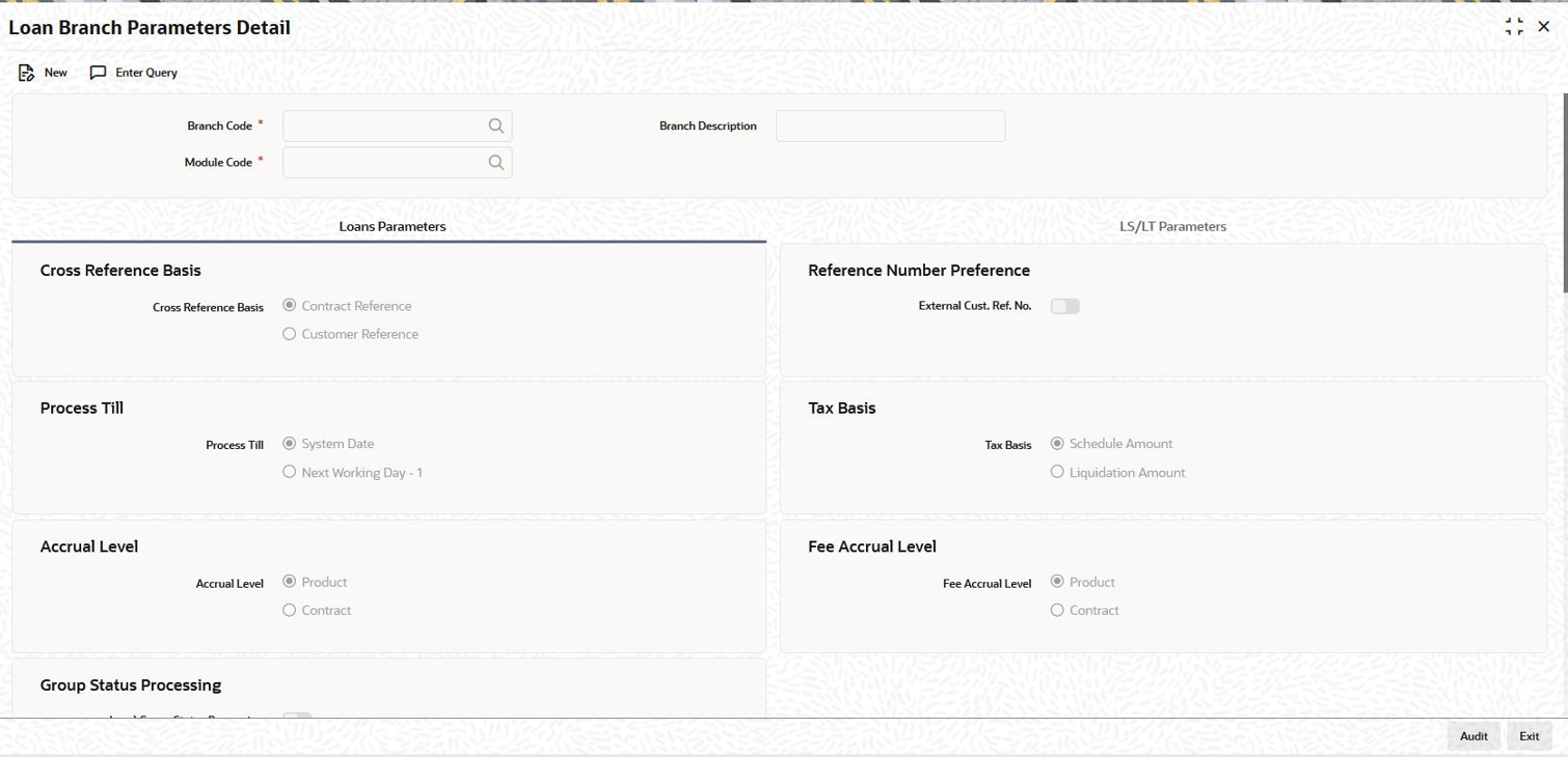 Specify Branch Parameters for Loan Syndication