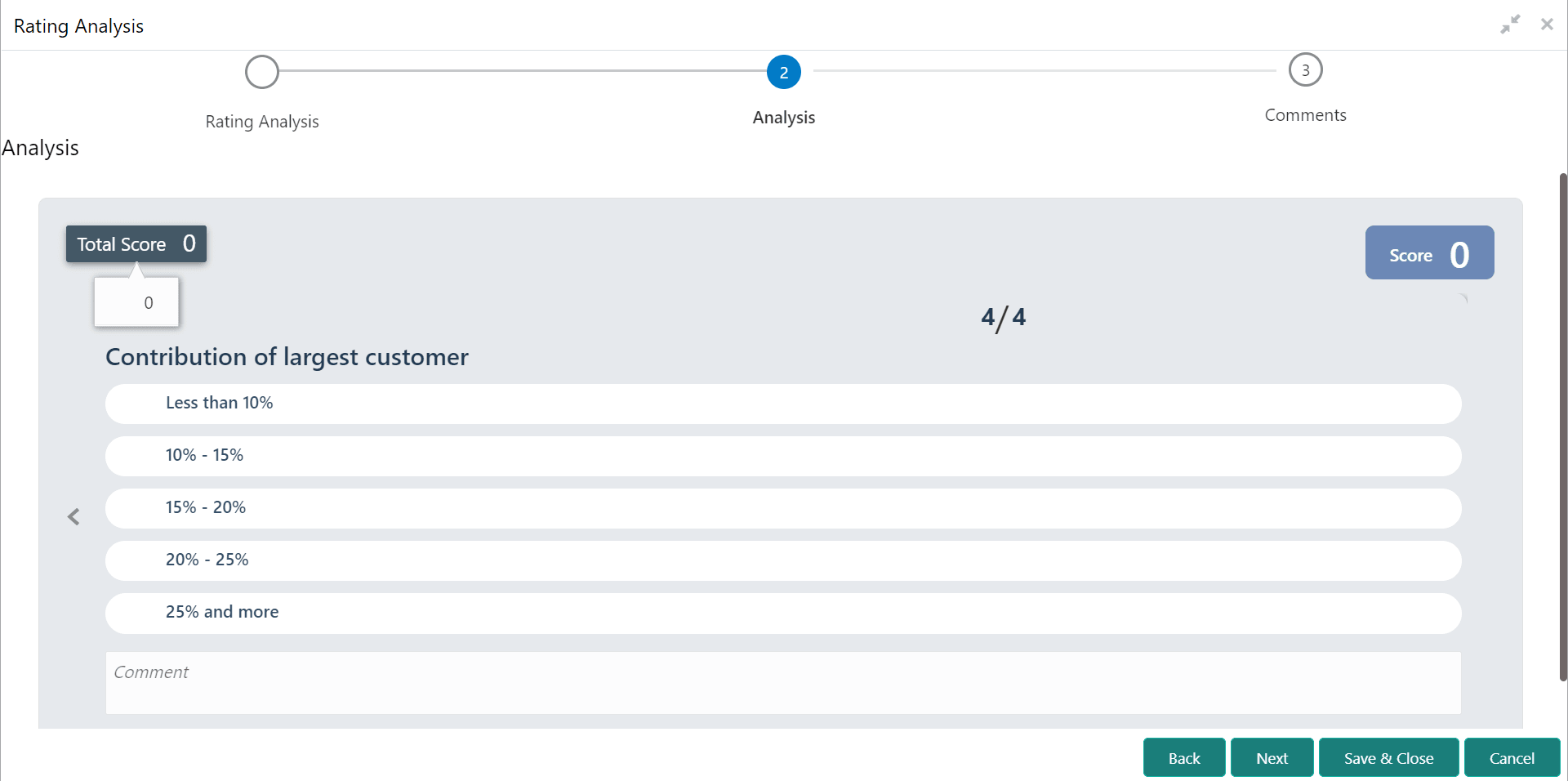 Questionery of Rating Analysis