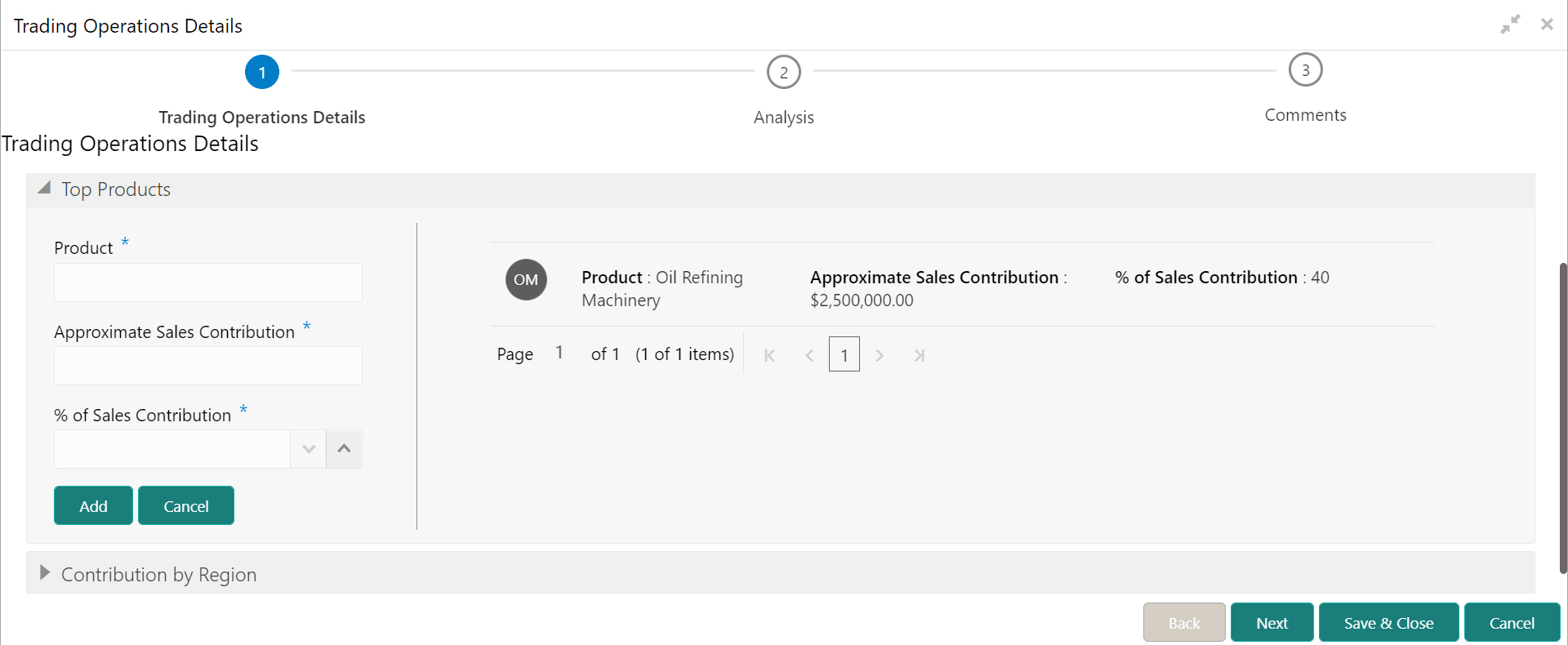 Add and Clear options for Trading Operations Details