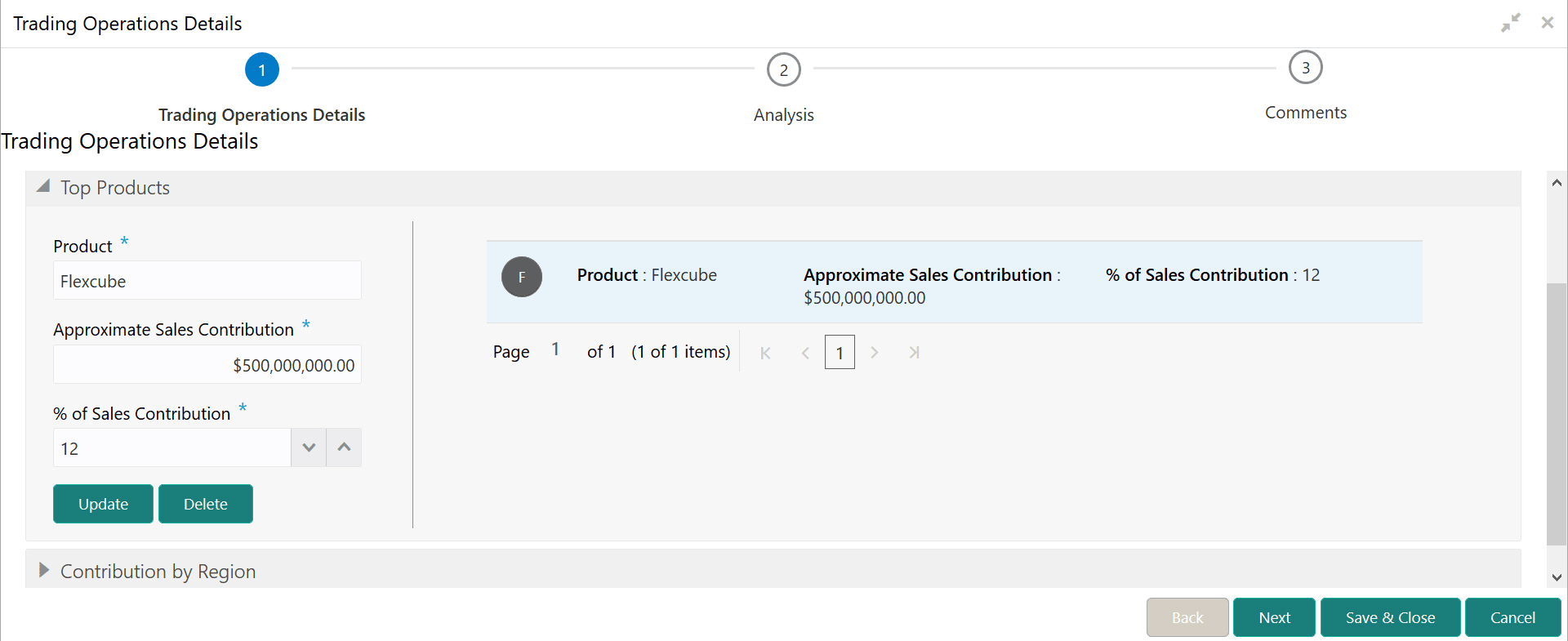 Update and Delete options for Trading Operations Details